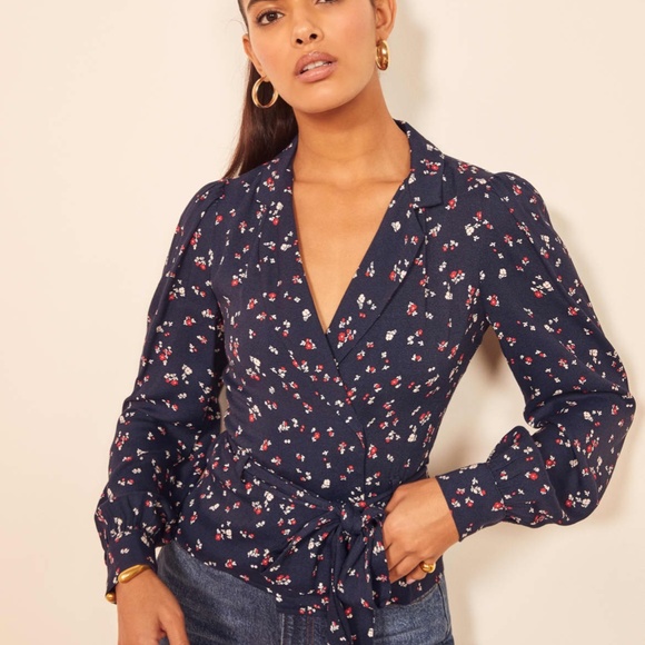 Reformation Black and Pink Polka Dot Blouse - Picture 4 of 8